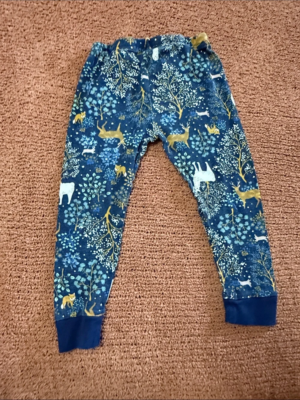 Carter's Navy Leggings with Gold & White Deer Print